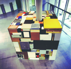 Buero Buero  ( view 6 ), 2002, all used objects found in the old LVA Hamburg, 3,6 x 3,6 x 3,6 m