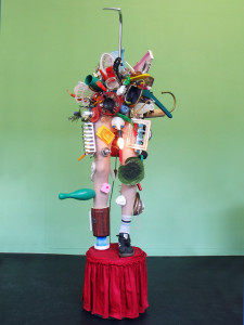 11 Pimmeltony, 2010, found objects, plastic legs, bulb, light, 199 x 64 x 96 cm